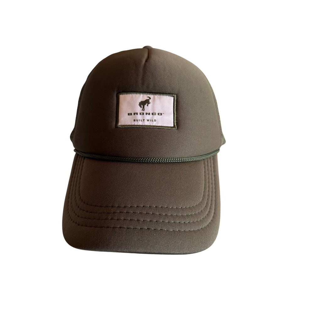 Ford Bronco Trucker Hat Olive Green Built Wild Snapback Rope Foam Mesh Cap